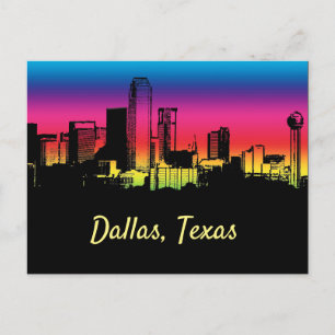 Carte Postale Dallas Texas Colorful City Skyline