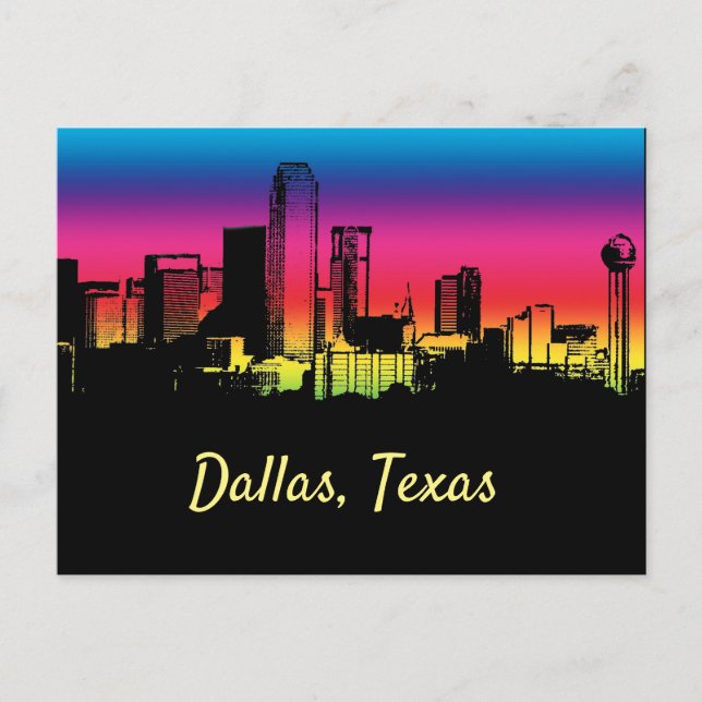 Carte Postale Dallas Texas Colorful City Skyline (Devant)