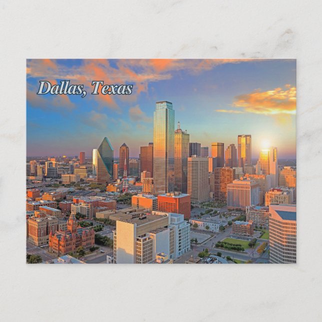 Carte Postale Dallas, Texas Downtown View at Sunset (Devant)