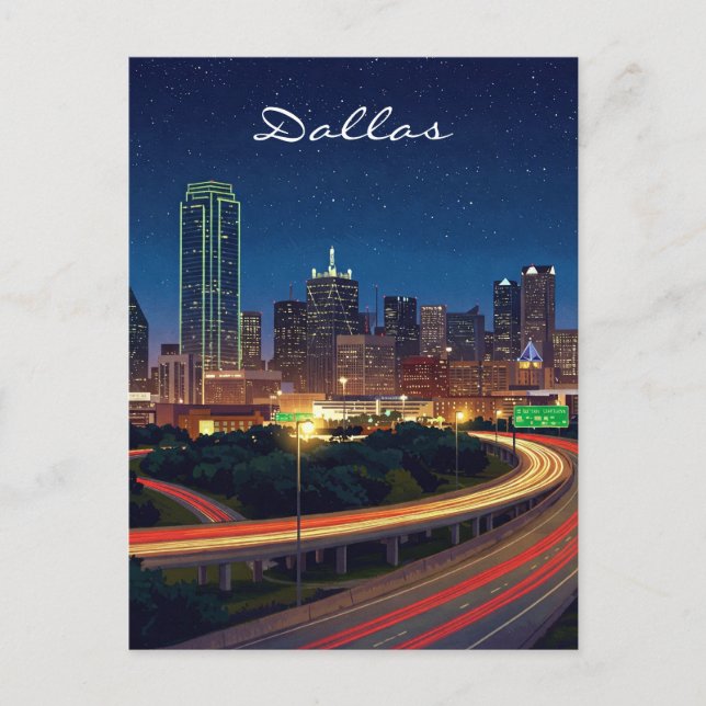 Carte postale Dallas Texas Night (Devant)