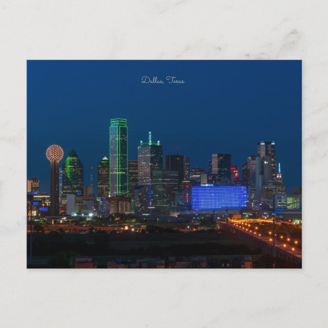 Carte Postale Dallas, Texas, photo de paysage urbain, (Devant)