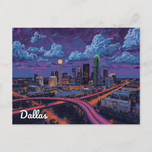 Carte Postale Dallas Texas Skyline Art de ville