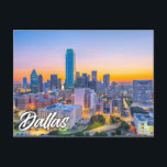 Carte Postale Dallas, Texas, USA<br><div class="desc">Cette carte postale pittoresque comprend une photo donnant sur la ville de Dallas,  au Texas. Cette carte postale ferait un merveilleux salut pour les amis,  la famille et les collègues.</div>