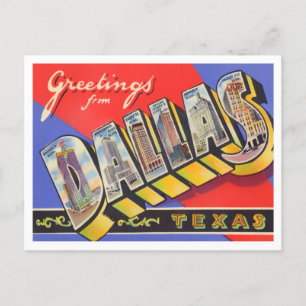 Carte Postale Dallas, Texas Vintage Big Letters