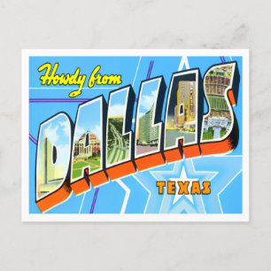 Carte Postale Dallas, Texas Vintage Big Letters