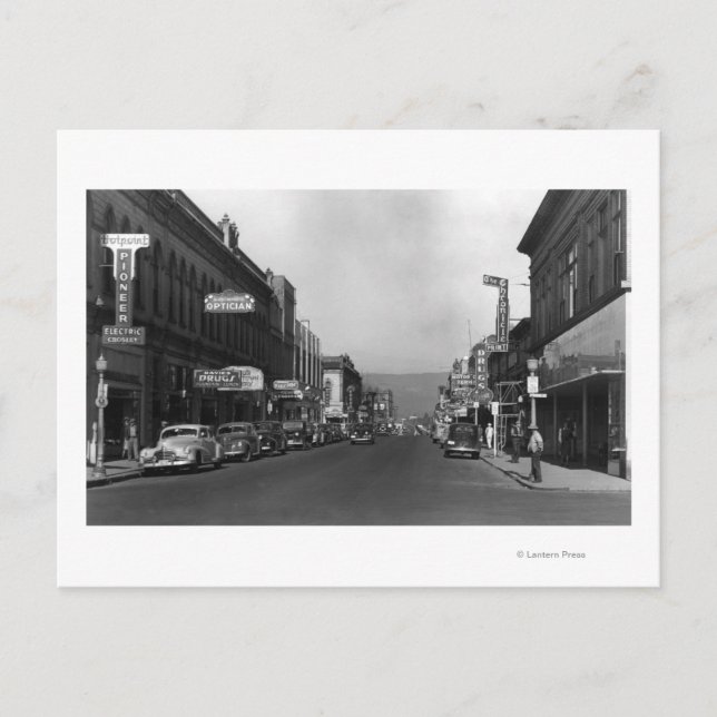 Carte Postale Dalles, Oregon Main Street Vue sur la ville (Devant)