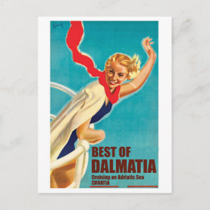 Carte Postale Dalmatie, Croatie, Fille sur un yacht