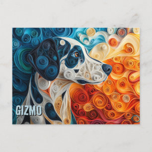 Carte Postale Dalmatie Papier Quilling Portrait de chien d'art