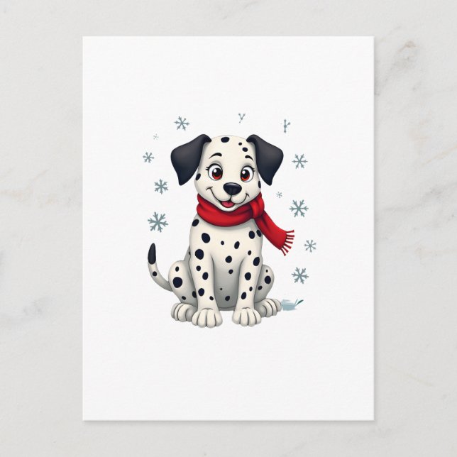 Carte Postale Dalmatien Amusement de Neige (Devant)