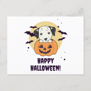 Carte Postale Dalmatien En Chiens Doux Citrouille Joyeux Hallowe