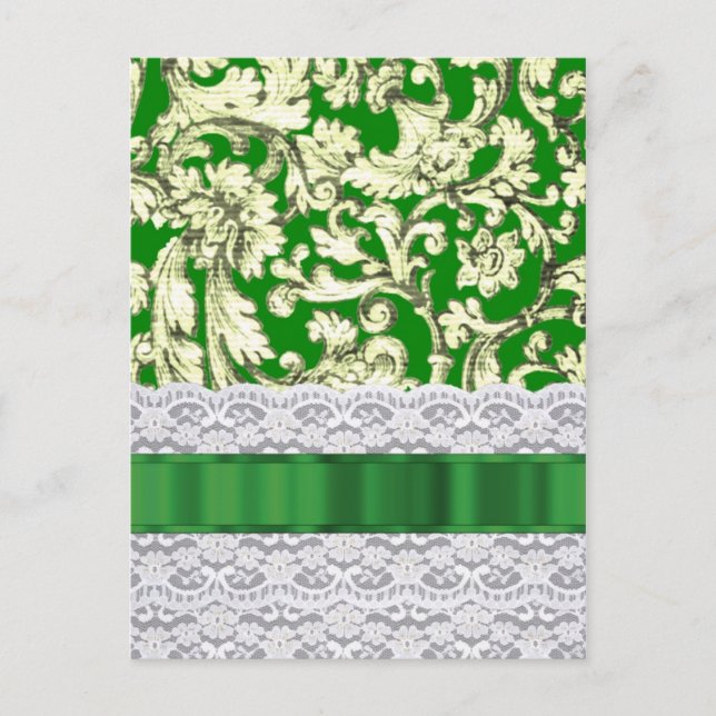 Carte Postale Damas à fleurs vertes (Devant)