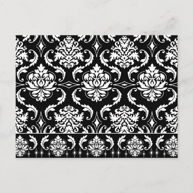 Carte Postale Damas diamant, blanc sur noir (Devant)