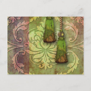 Carte Postale Damas diamant, MAROC en Rouge et en Chartreuse