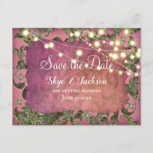 Carte Postale Damas élégant inspiré de l'Inde   Rose rose