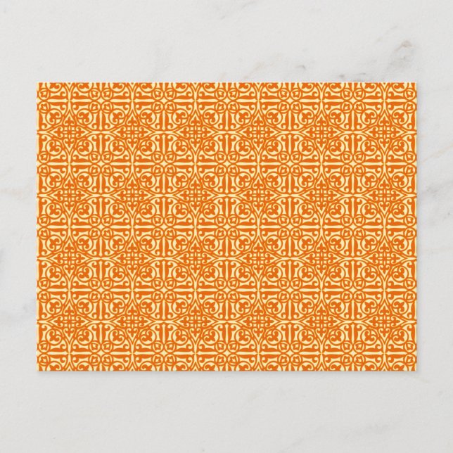 Carte Postale Damas médiéval Fleur-de-lis, mandarine orange (Devant)