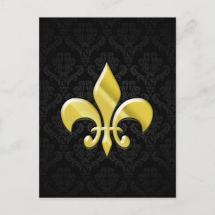 Carte Postale Damas noir/or Fleur de Lis