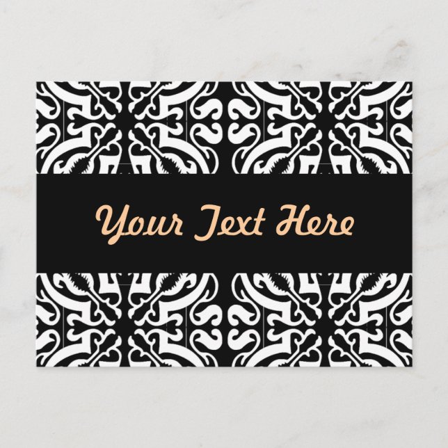 Carte Postale Damask 1 (noir et blanc) (Devant)