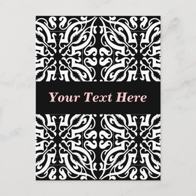 Carte Postale Damask 1 (noir et blanc) (Devant)