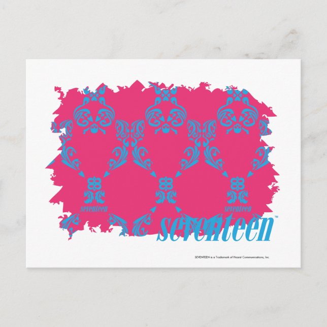 Carte Postale Damask Aqua-Magenta 3 (Devant)