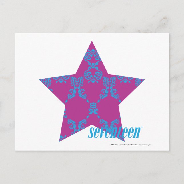 Carte Postale Damask Aqua-Purple 3 (Devant)