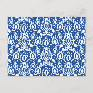 Carte Postale Damask bleu et blanc