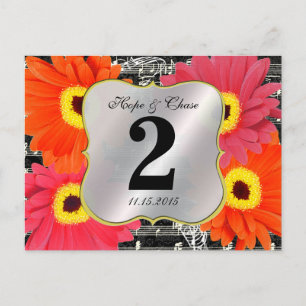 Carte Postale Damask Fuchsia Gerber Daisy Mariage