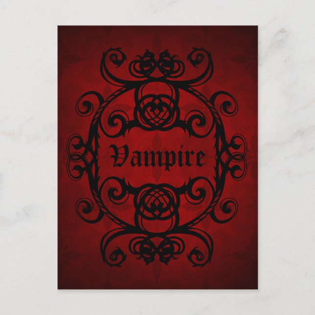 Carte Postale Damassé gothique élégante de vampire rouge et (Devant)
