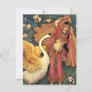 Carte Postale « Damayanti et le Cygne » par Warwick Goble