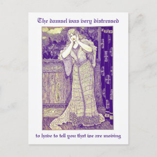 Carte Postale Dame Antique en Détresse Changement d'Adresse