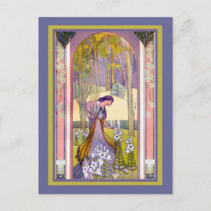 Carte Postale Dame Art déco dans le jardin