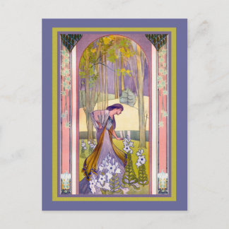 Carte Postale Dame Art déco dans le jardin