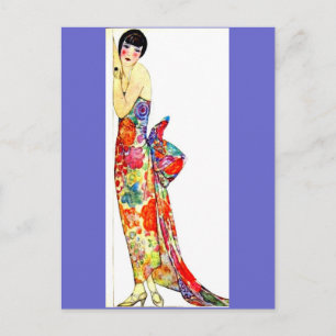 Carte Postale Dame Art Déco en robe de soirée