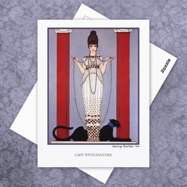 Carte Postale Dame au panthère George Barbier Mode (Créateur téléchargé)