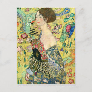 Carte Postale Dame avec ventilateur - Gustav Klimt