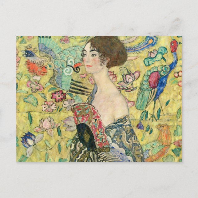 Carte Postale Dame avec ventilateur, Gustav Klimt, 1907, Art nou (Devant)