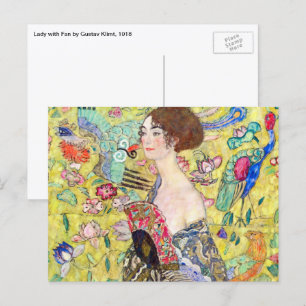Carte Postale Dame avec ventilateur par Gustav Klimt, Japonisme 