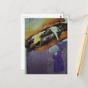 Carte Postale Dame Champignon Cheeseburger Silly Collage