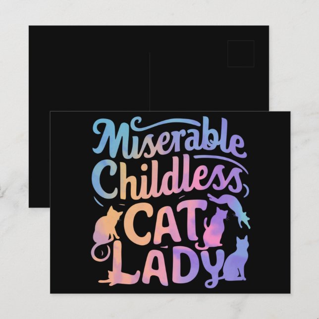 Carte Postale Dame Chaton Sans Enfant Misérable (Devant / Derrière)