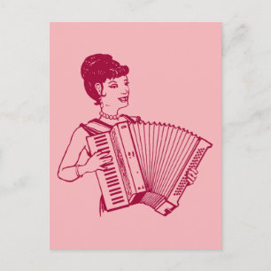Carte Postale Dame d'Accordion rétro