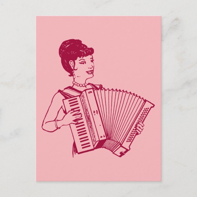 Carte Postale Dame d'Accordion rétro (Devant)