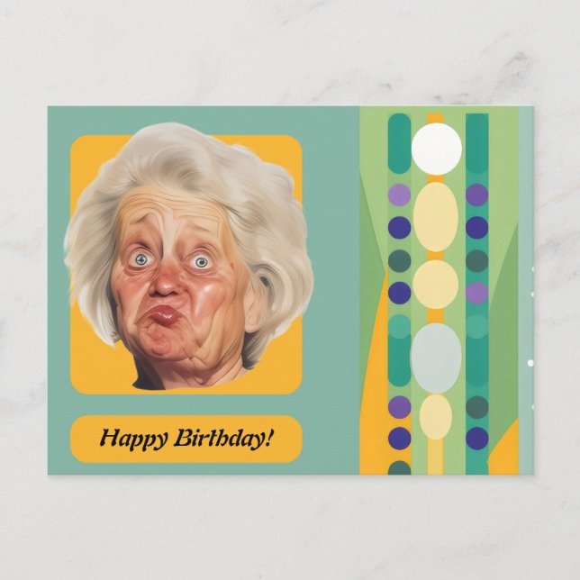 Carte Postale Dame d'anniversaire drôle Rétro (Devant)