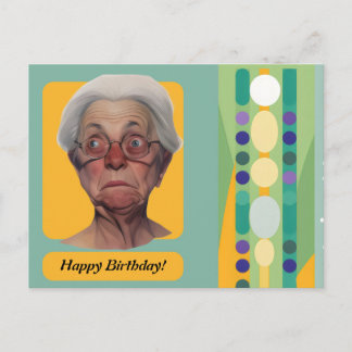 Carte Postale Dame d'anniversaire drôle Rétro
