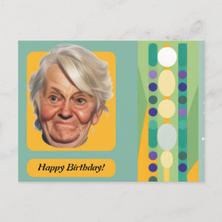Carte Postale Dame d'anniversaire drôle rétro