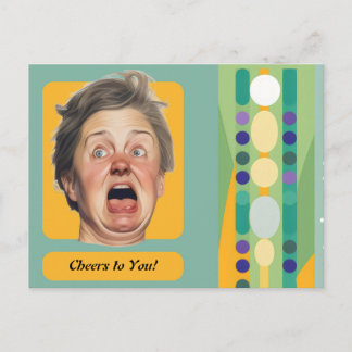 Carte Postale Dame d'anniversaire drôle Rétro