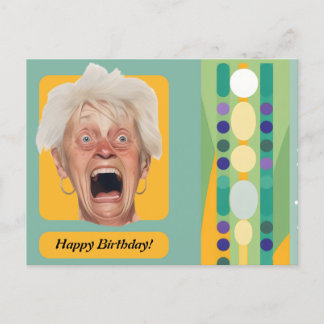Carte Postale Dame d'anniversaire drôle Rétro