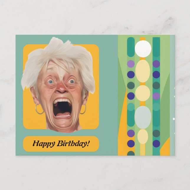 Carte Postale Dame d'anniversaire drôle Rétro (Devant)