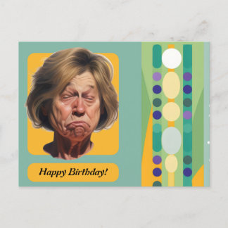 Carte Postale Dame d'anniversaire drôle Rétro