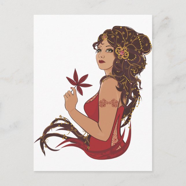 Carte Postale Dame d'automne (Devant)