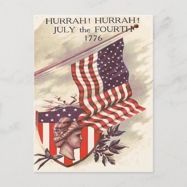 Carte Postale Dame de la Liberté Bouclier Drapeau Américain (Devant)