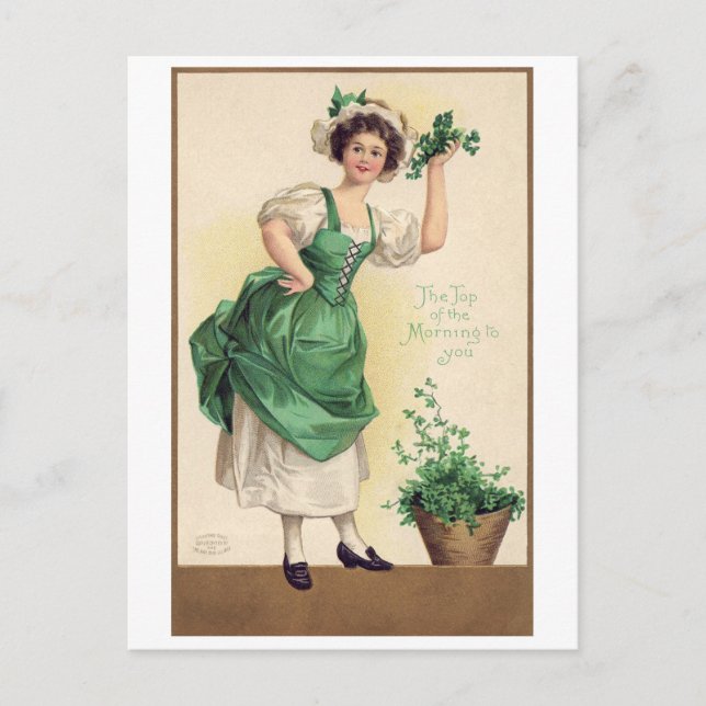 Carte Postale Dame de la Saint Patrick, Vintage (Devant)